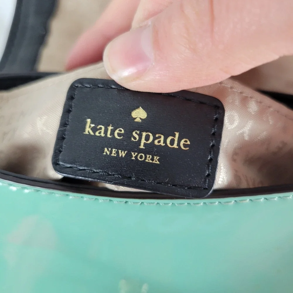 Kate Spade Jade Chelsea Park Crossbody‎ Bag Purse Mint Green Black Leather
